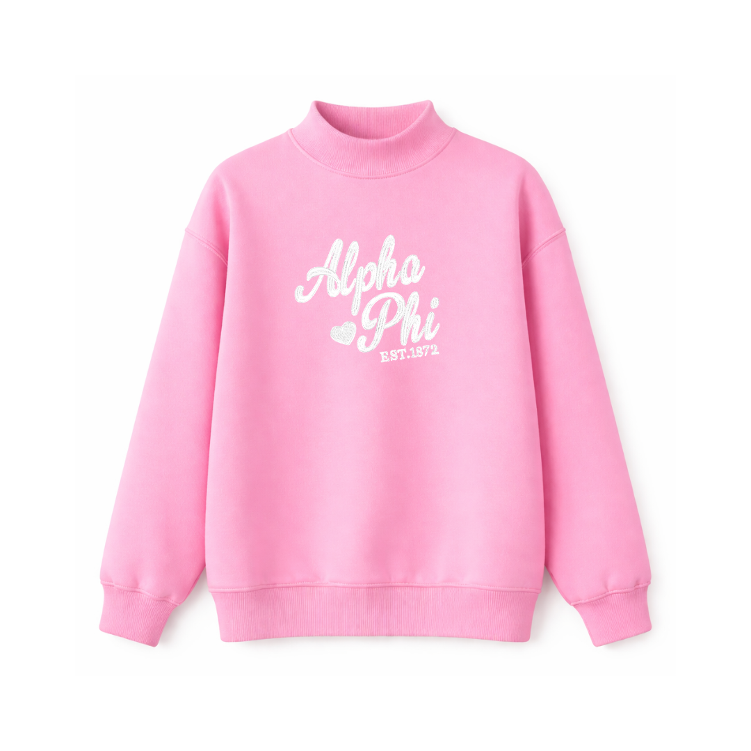 Alpha Phi Cursive Mockneck