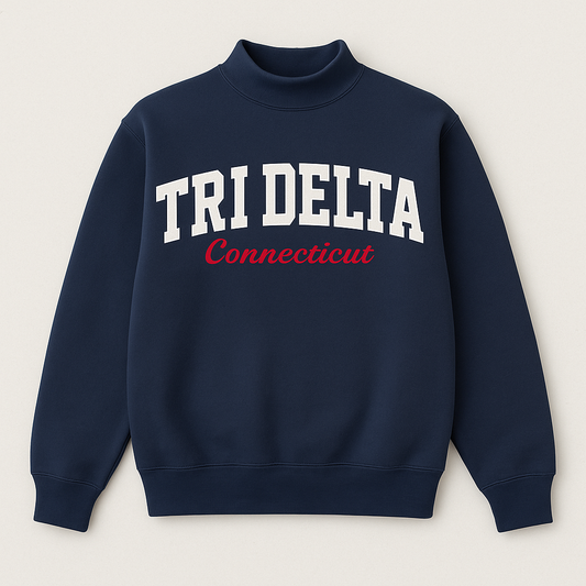 Tri Delta Cursive Mock Neck