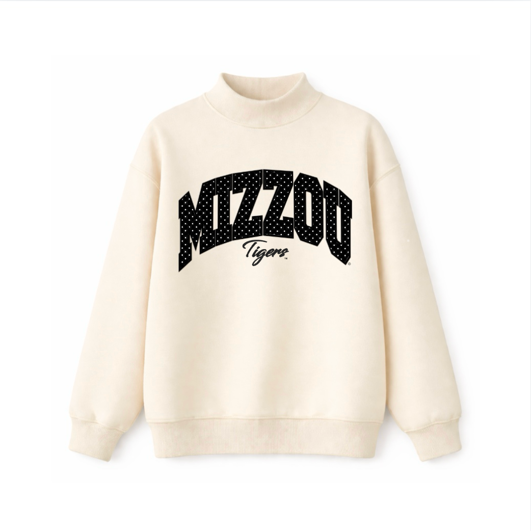 Mizzou Midnight Polka Dot Mockneck