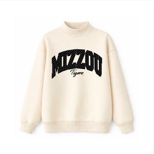 Mizzou Midnight Polka Dot Mockneck
