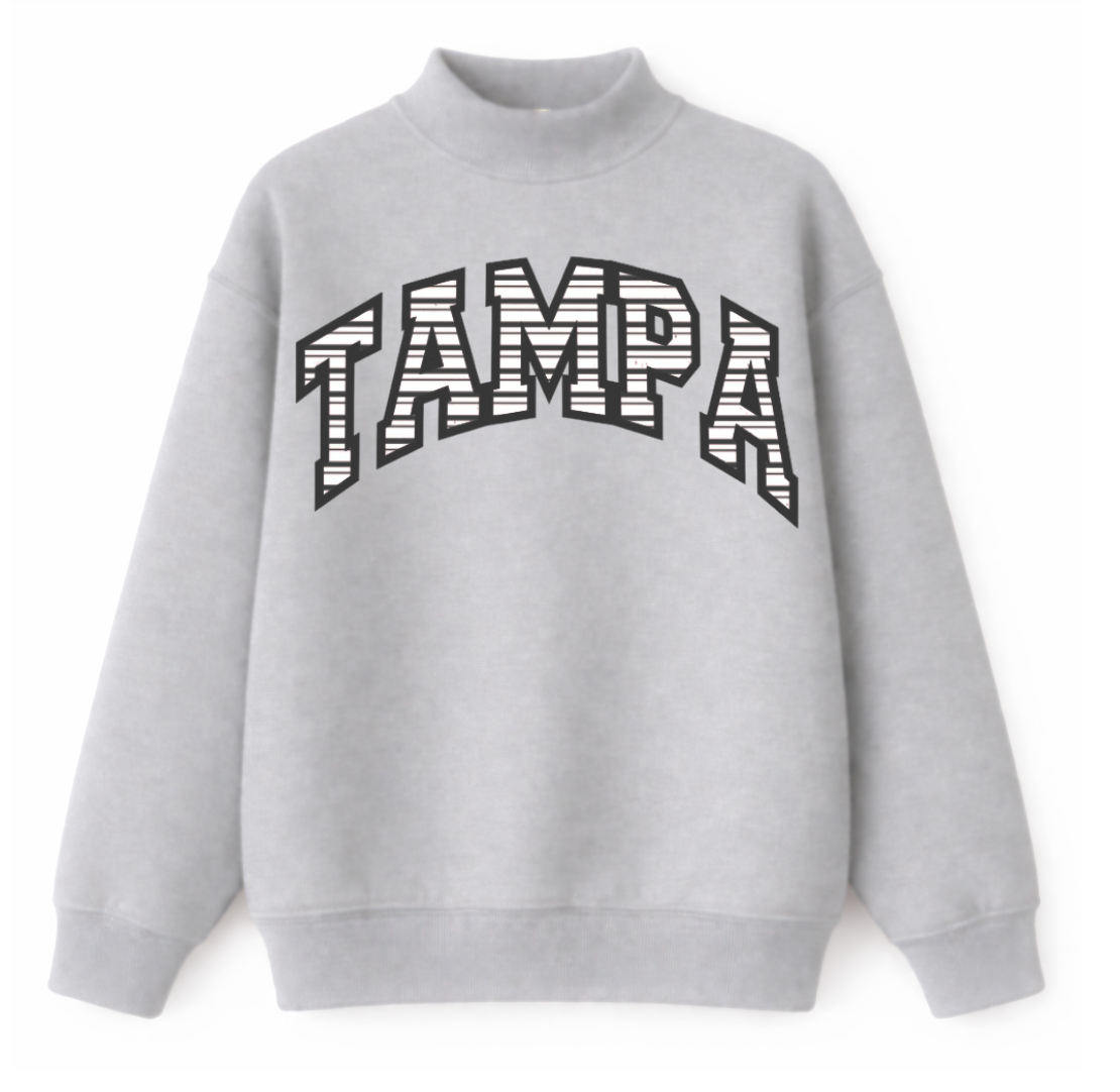 Black Stripe Tampa Grey Mockneck