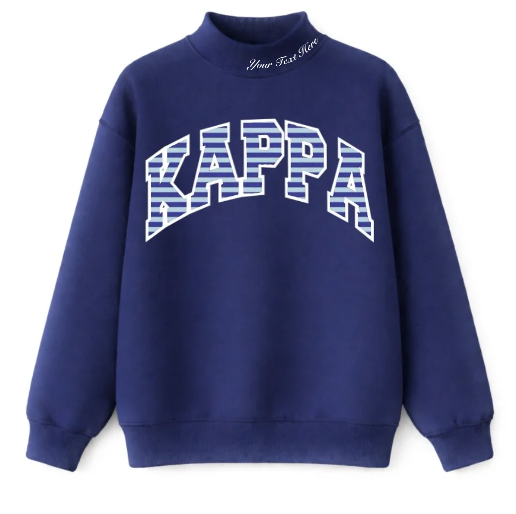 Mariner Stripe Neck Embroidered Mock