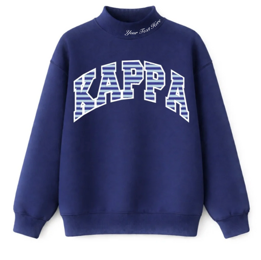 Mariner Stripe Neck Embroidered Mock