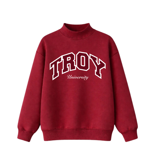 Maroon Troy Varsity Mockneck