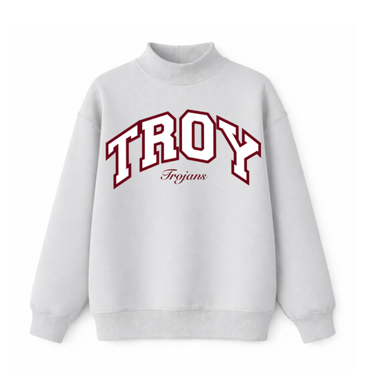 Grey Troy Varsity Red and White Mockneck