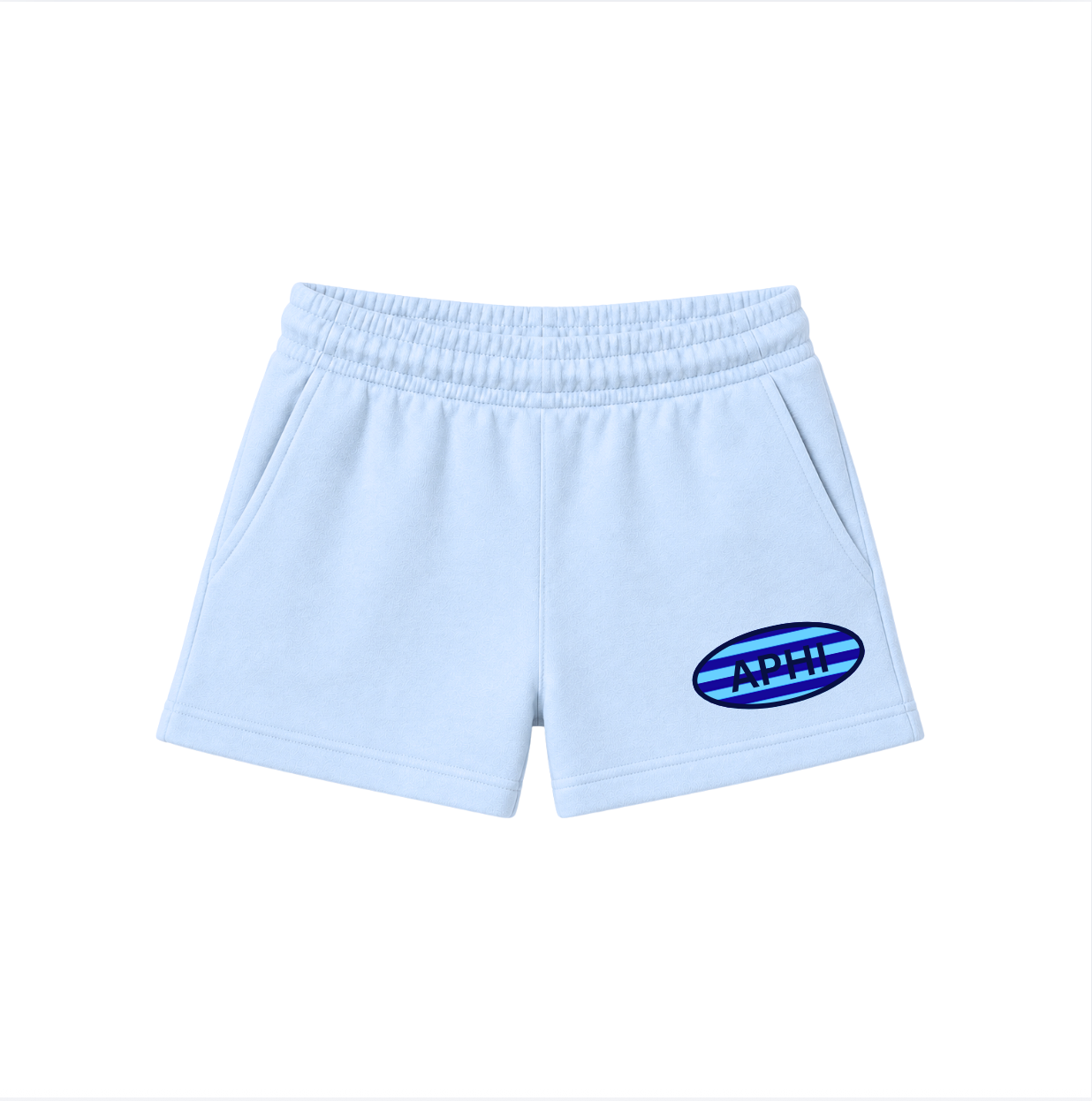 Blue Stripes Navy Letters Sweat-shorts
