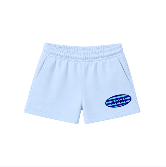 Blue Stripes Navy Letters Sweat-shorts
