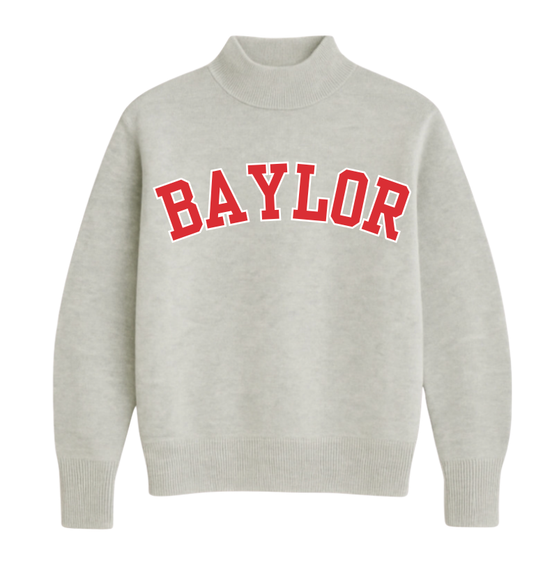 Baylor Mockneck White Outline