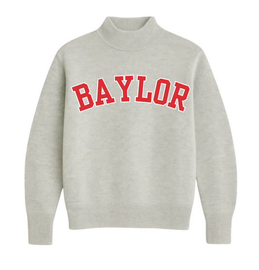 Baylor Mockneck White Outline