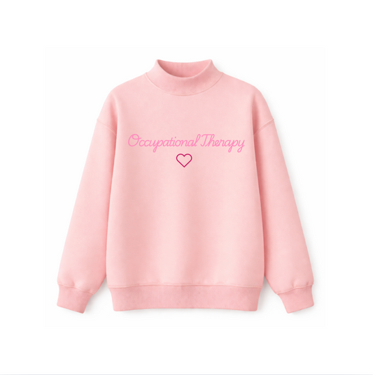 Occupational Therapy Light Pink Cursive Mockneck