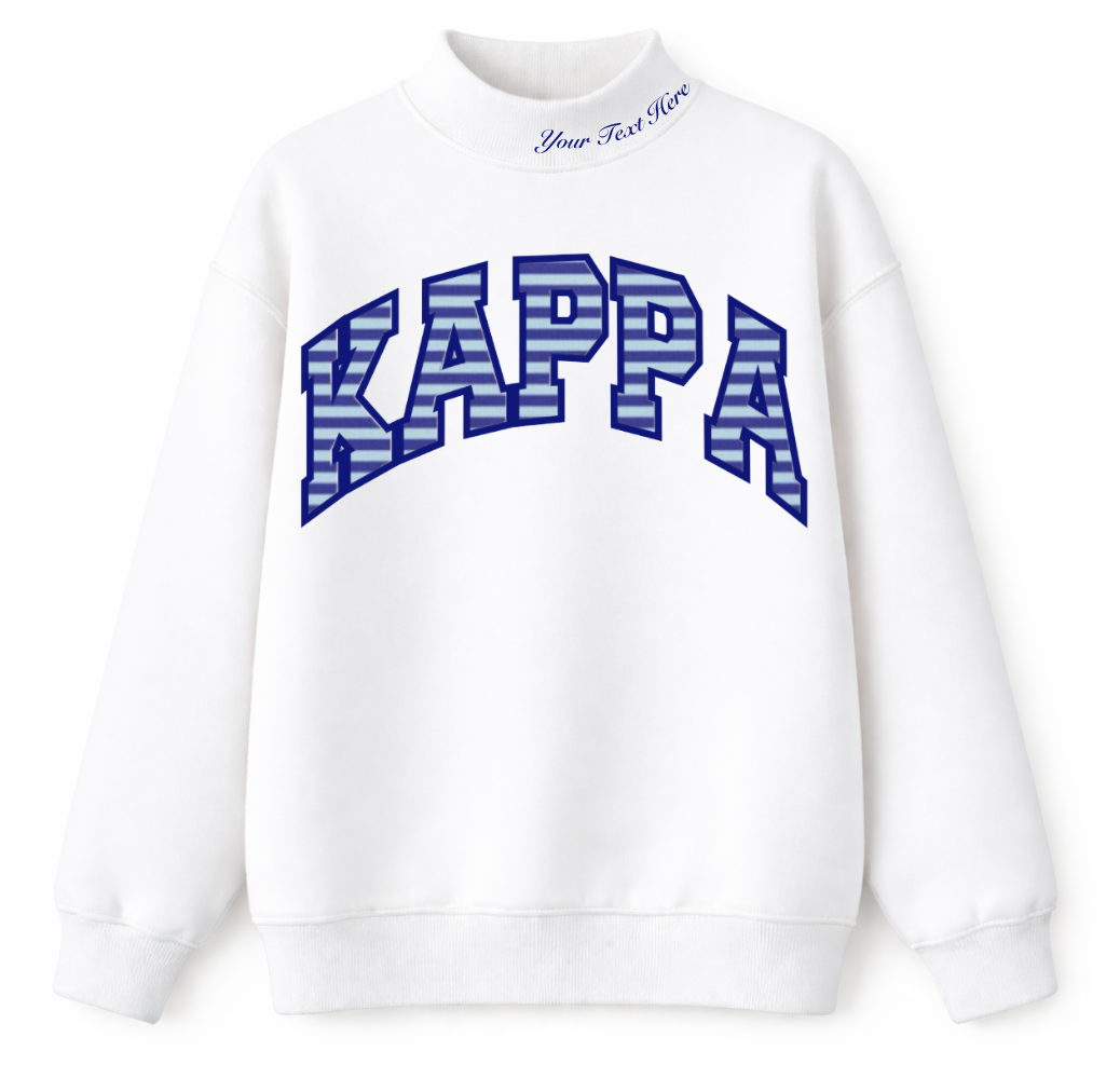 Mariner Stripe Neck Embroidered Mock